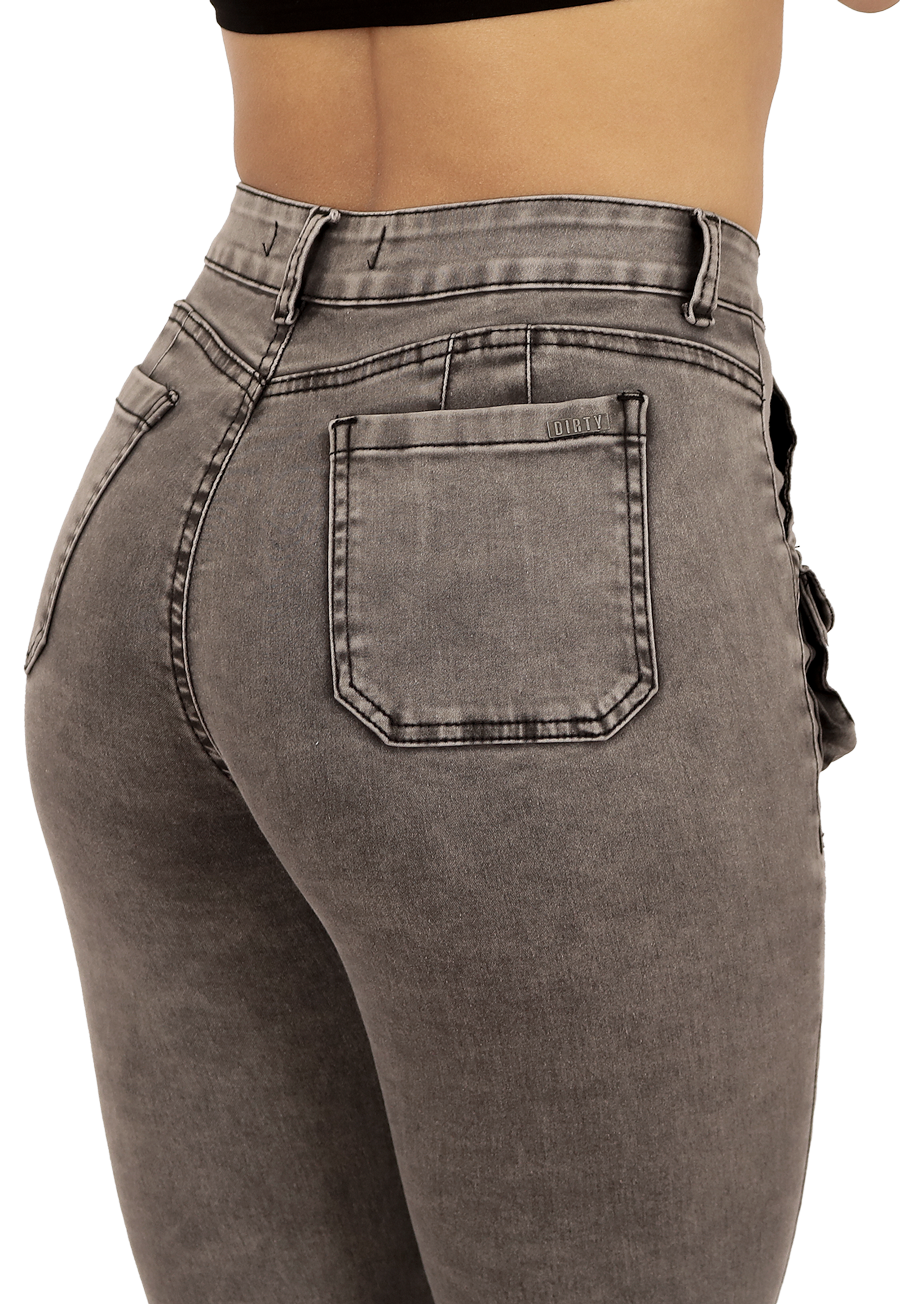 JEANS CARGO PITILLO GRIS  MUJER JE3710G-3