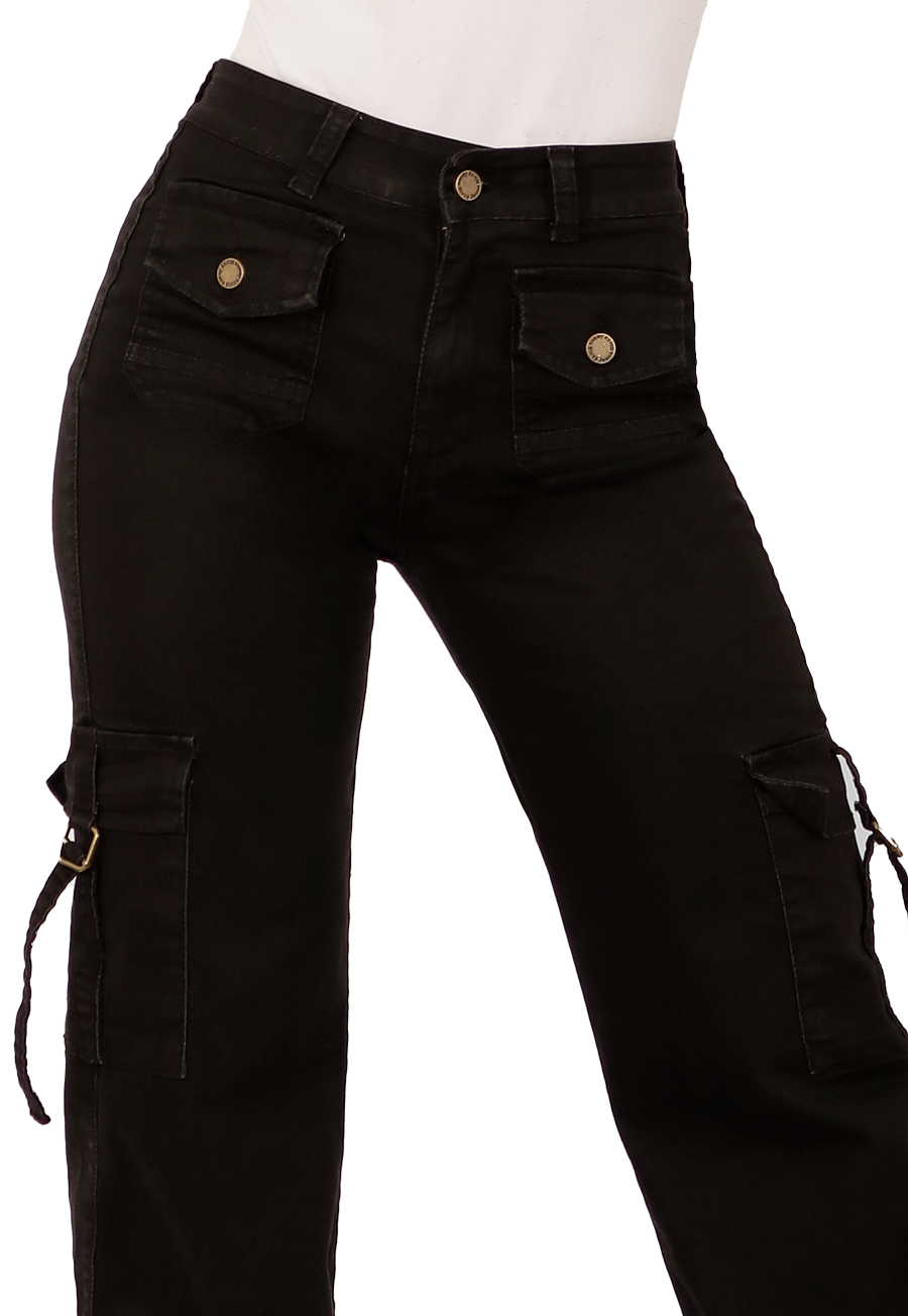 JEANS CARGO NEGRO MUJER JE3743N-4