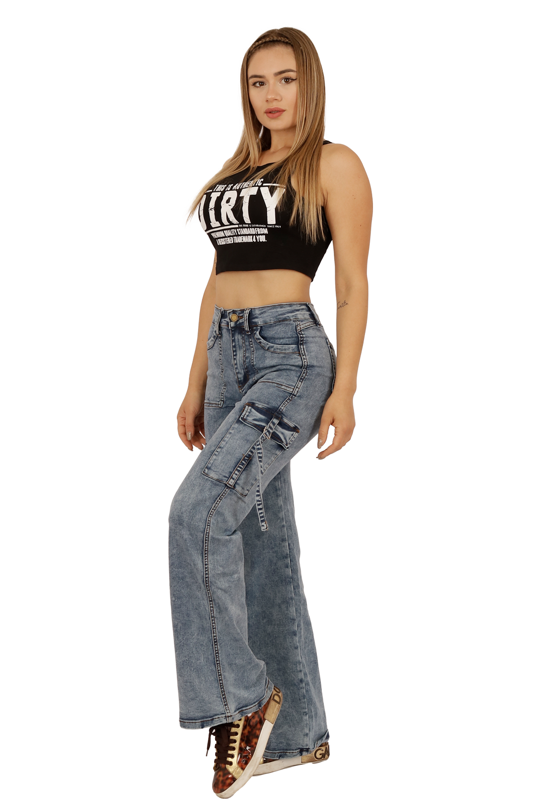 JEANS CARGO NEGRO MUJER JE3278C/2-0