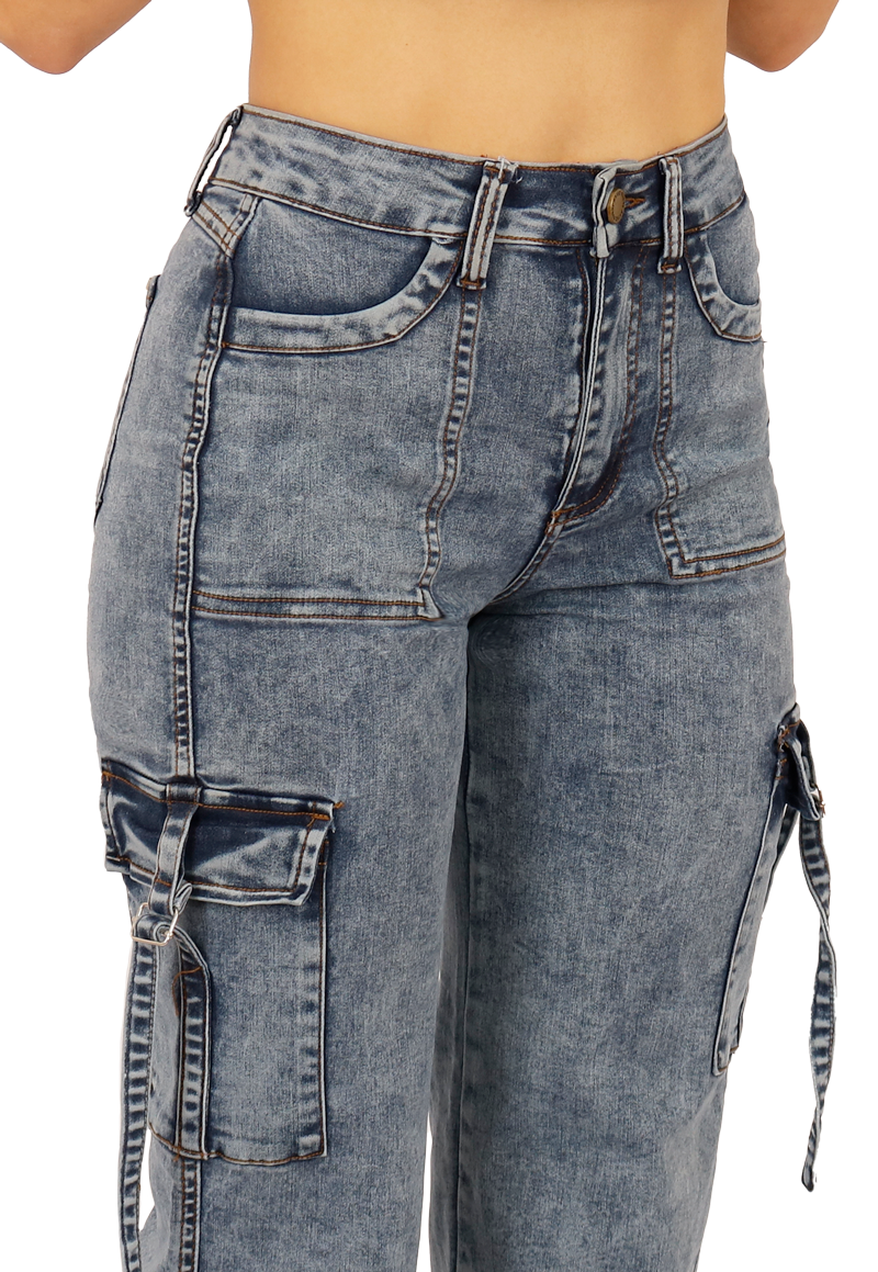 JEANS CARGO NEGRO MUJER JE3278C/2-2