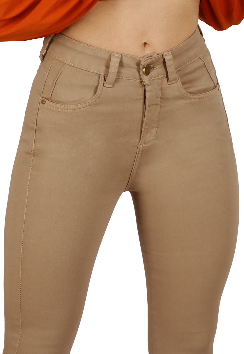 Jeans Pitillo Beige Mujer-2