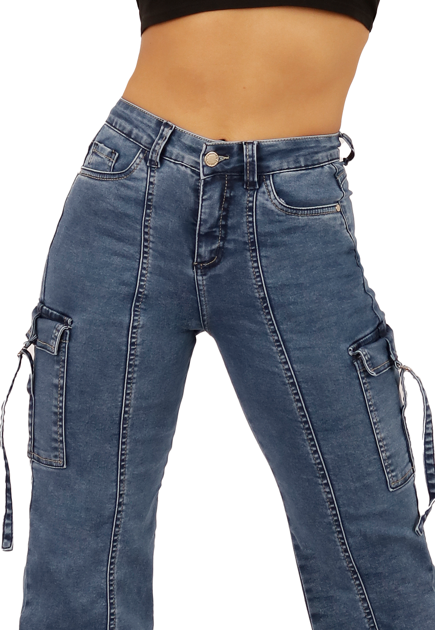 JEANS CARGO CELESTE MUJER JE3709C-2