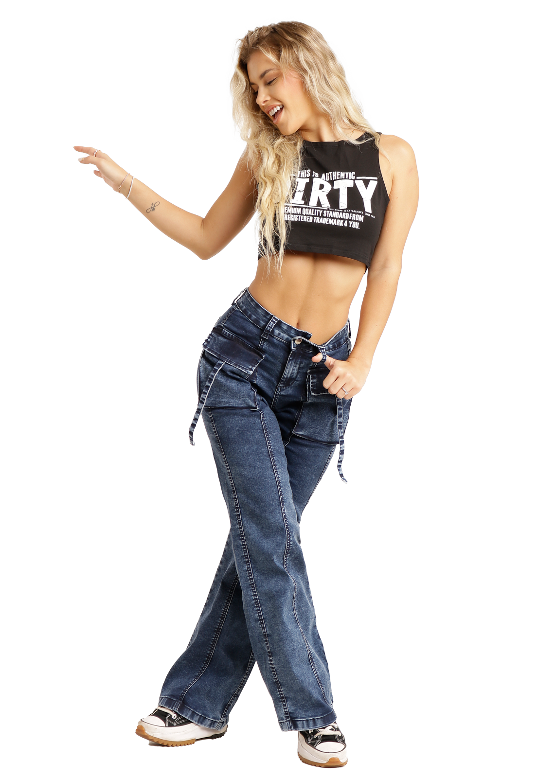 Jeans  Cargo Azul Mujer  Dirty-2