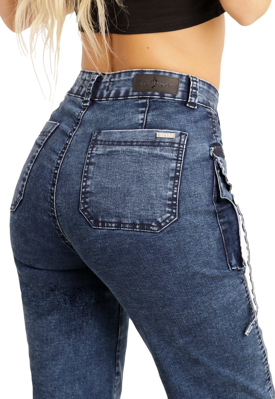 Jeans  Cargo Azul Mujer  Dirty-4