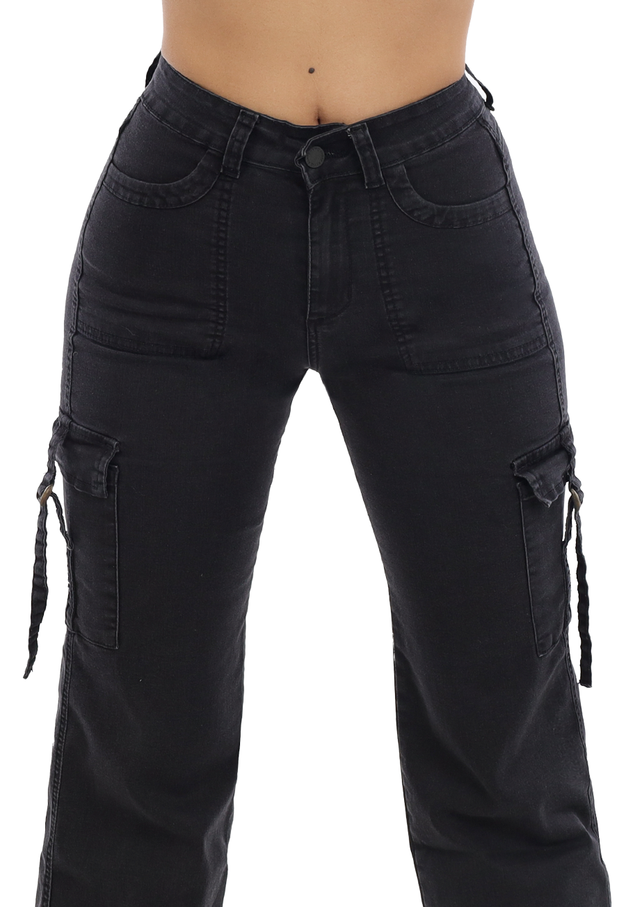 Jeans Cargo Gris Mujer Dirty JE3978G-2