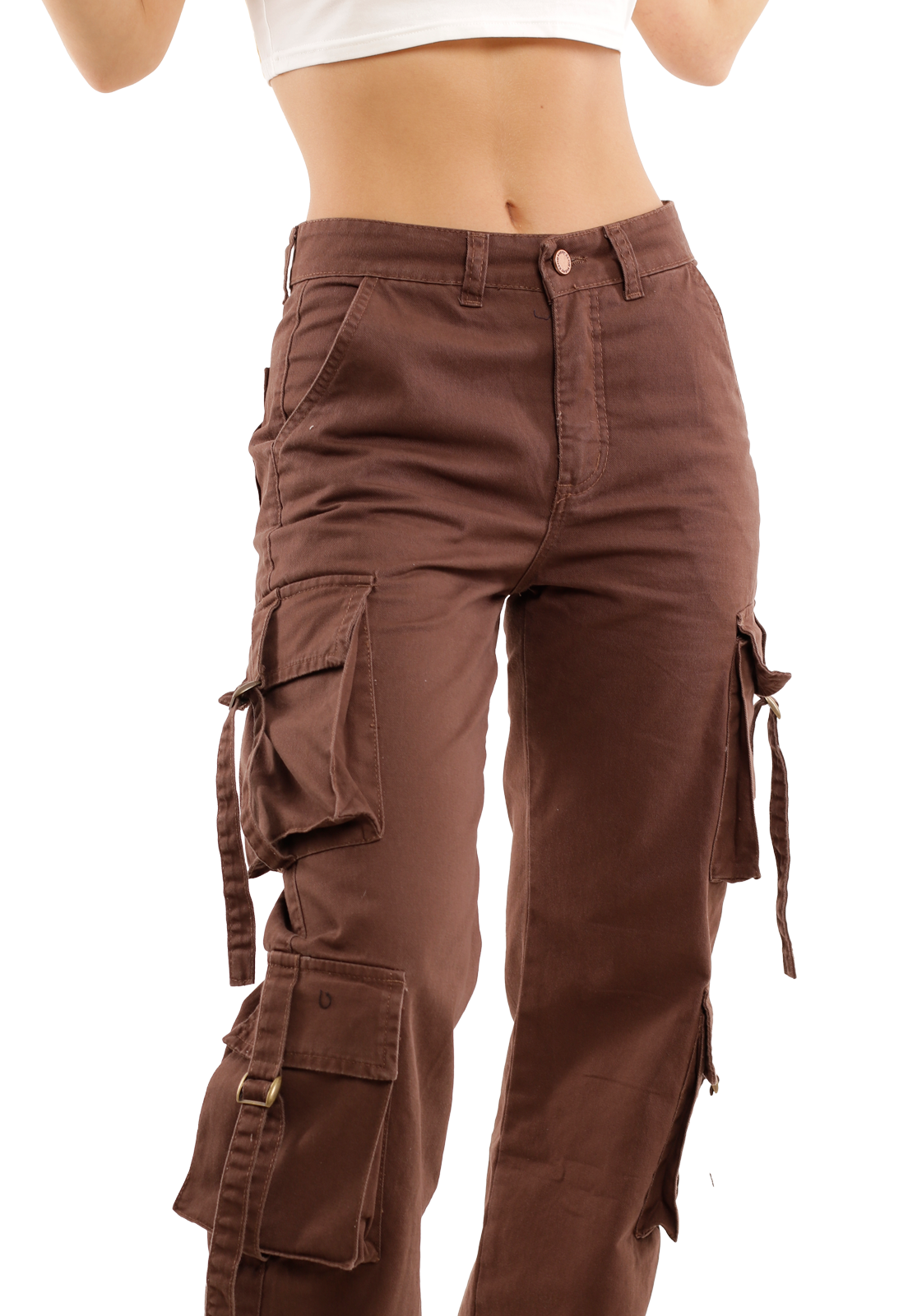 Jeans Gabardina Cargo  Café Mujer -2