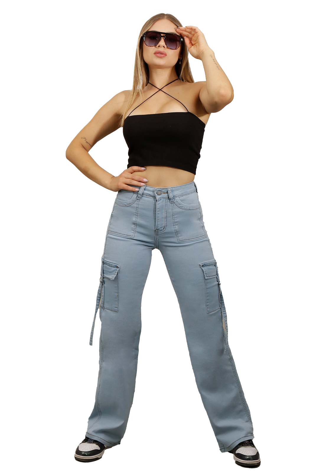 JEANS CARGO CELESTE MUJER  JE3278C2B-0