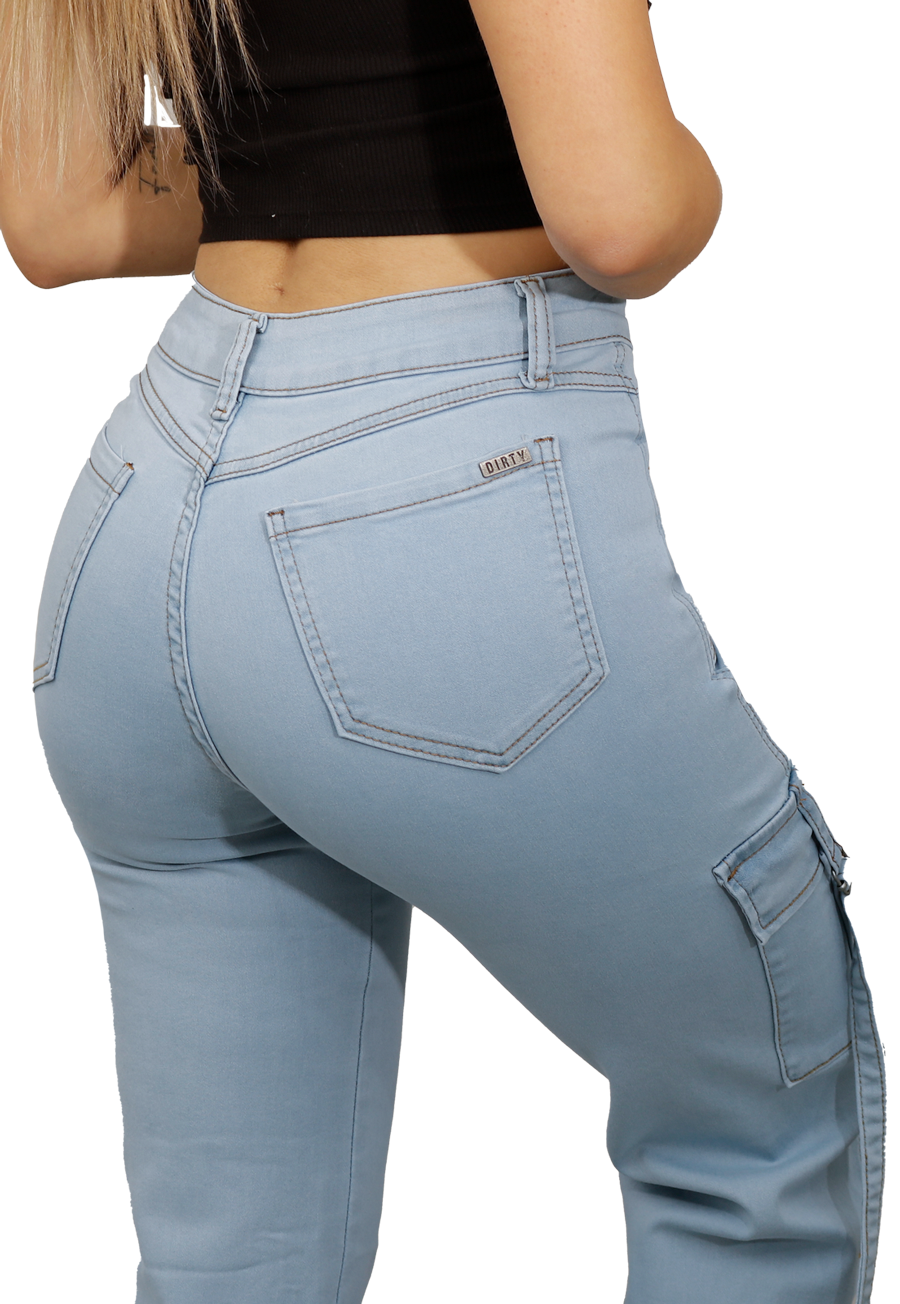 JEANS CARGO CELESTE MUJER  JE3278C2B-3
