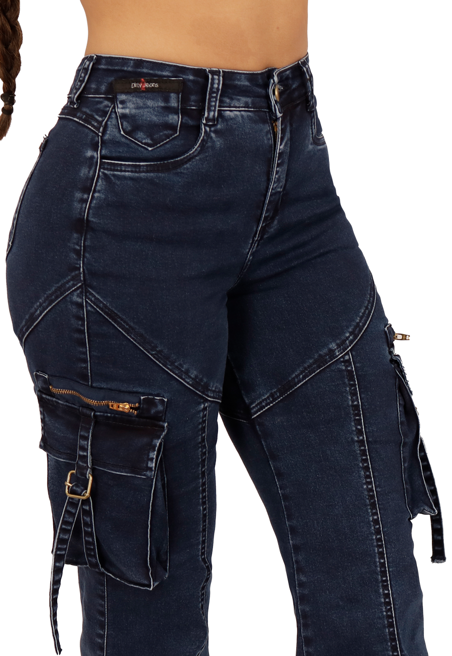 JEANS CARGO AZUL MUJER JE3711A-2