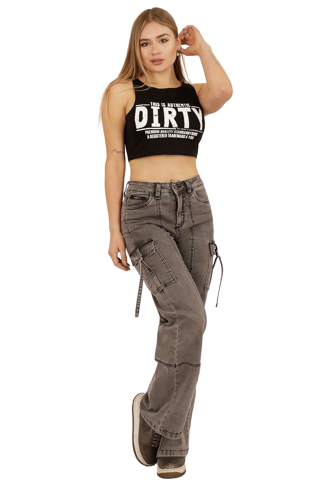 JEANS CARGO GRIS MUJER JE3709G-0