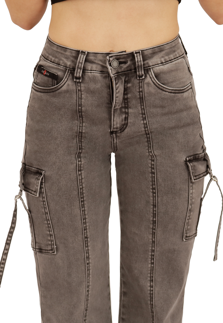 JEANS CARGO GRIS MUJER JE3709G-2