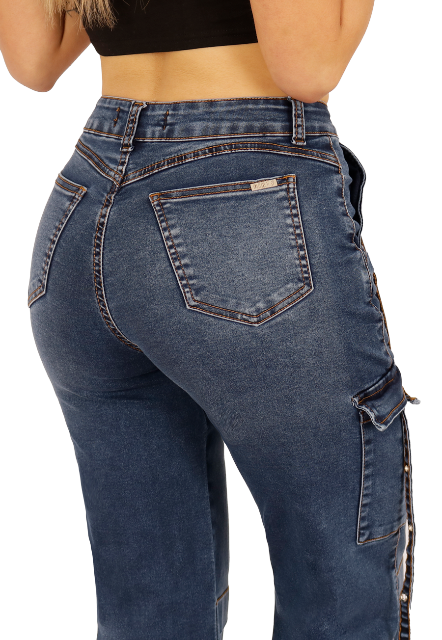 JEANS CARGO AZUL  MUJER JE3702A-3