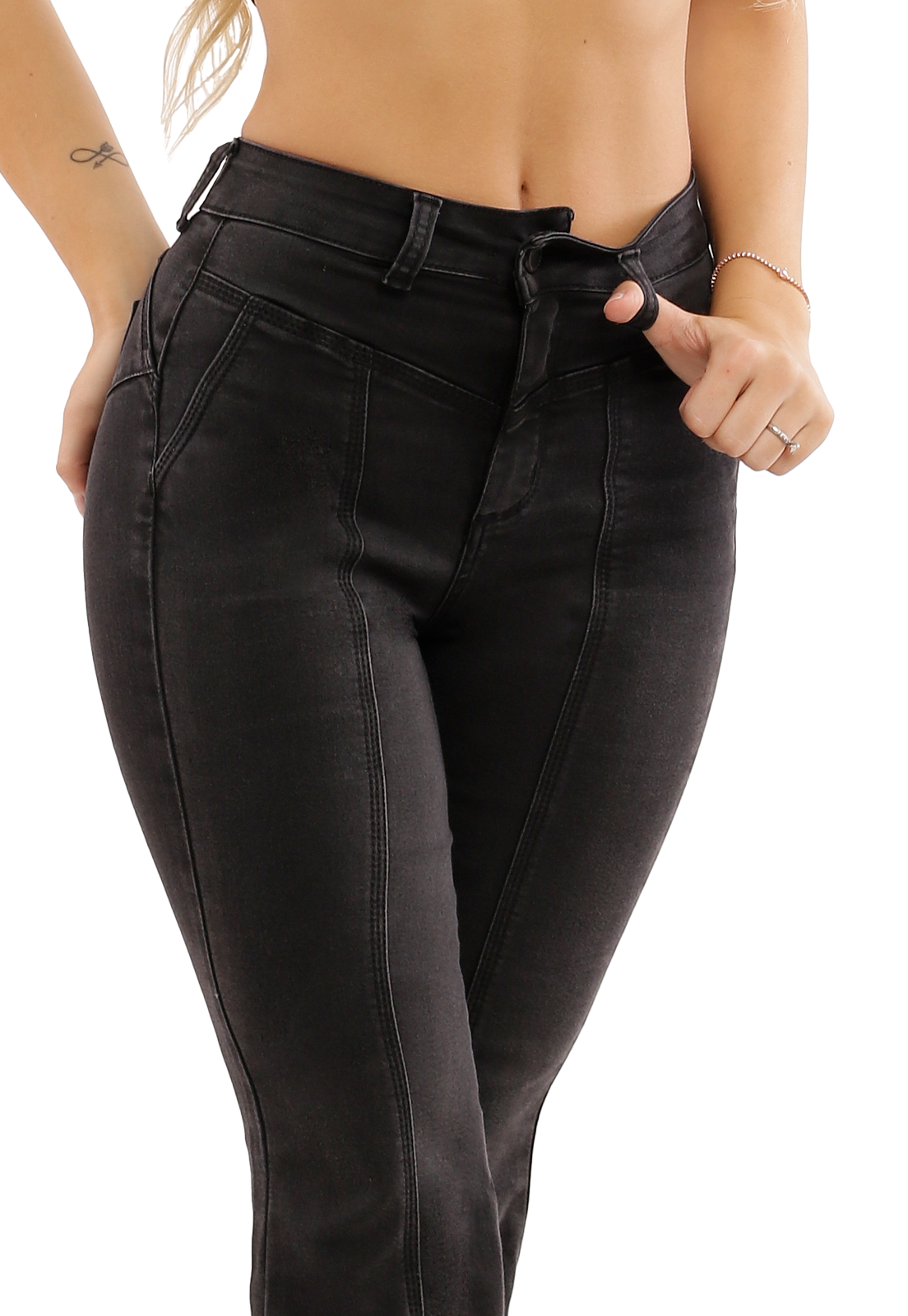 Jeans Flare Negro Mujer Dirty-2