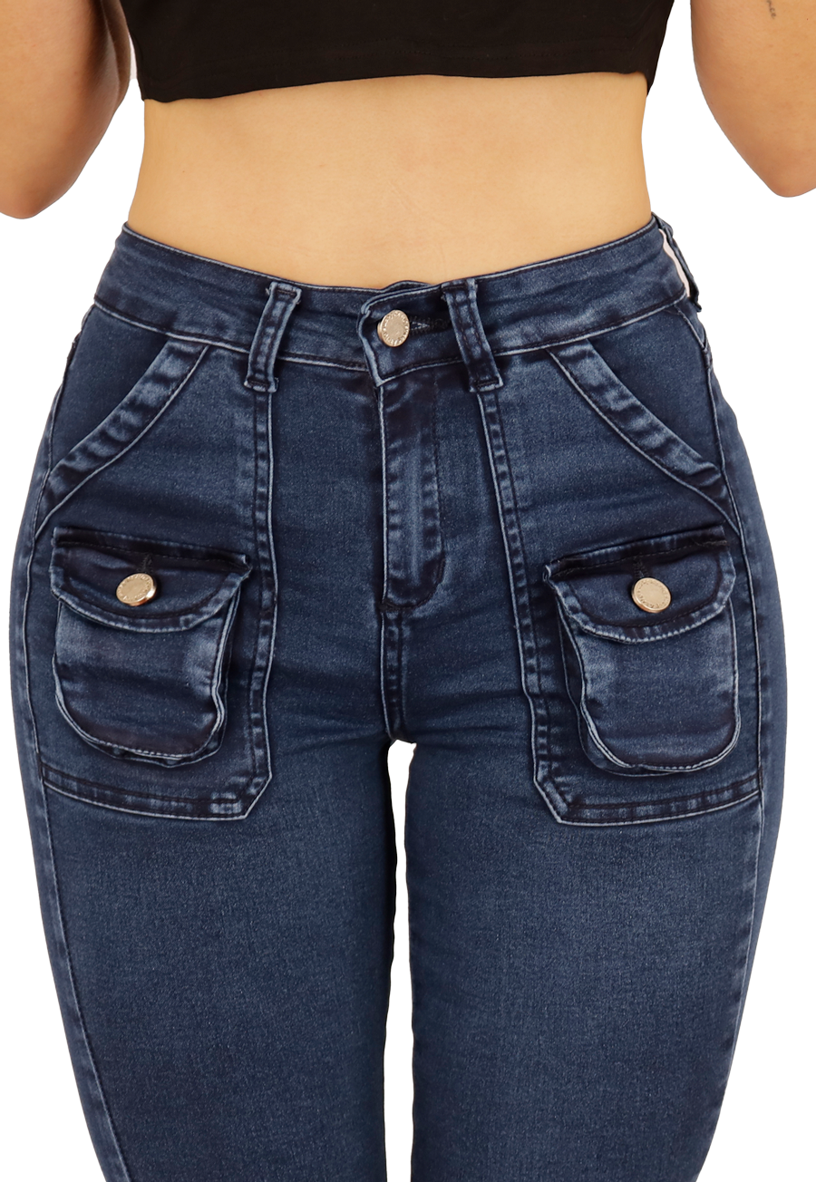 JEANS CARGO PITILLO AZUL MUJER JE3710A-2