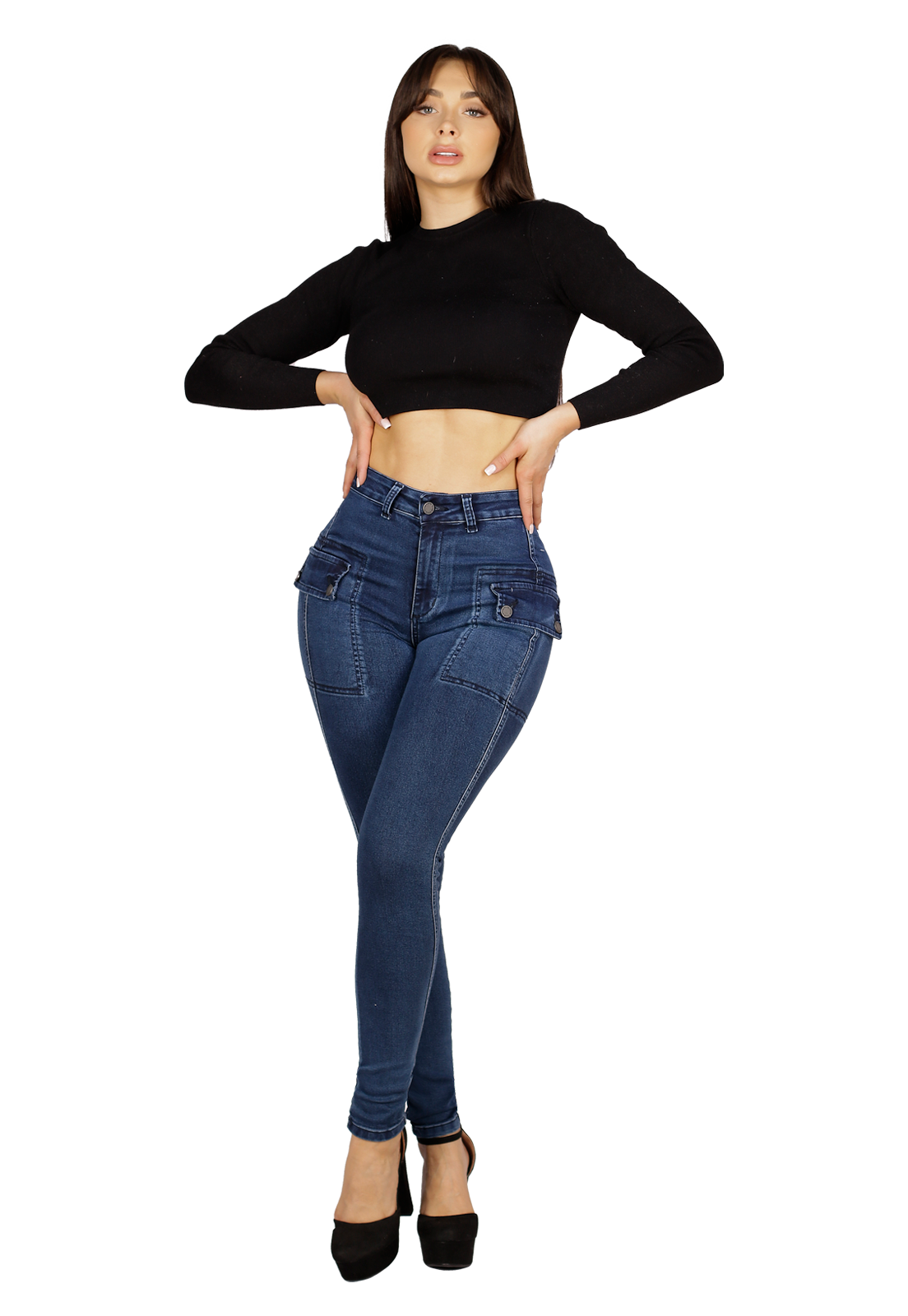 Jeans Azul Pitillo Mujer -0