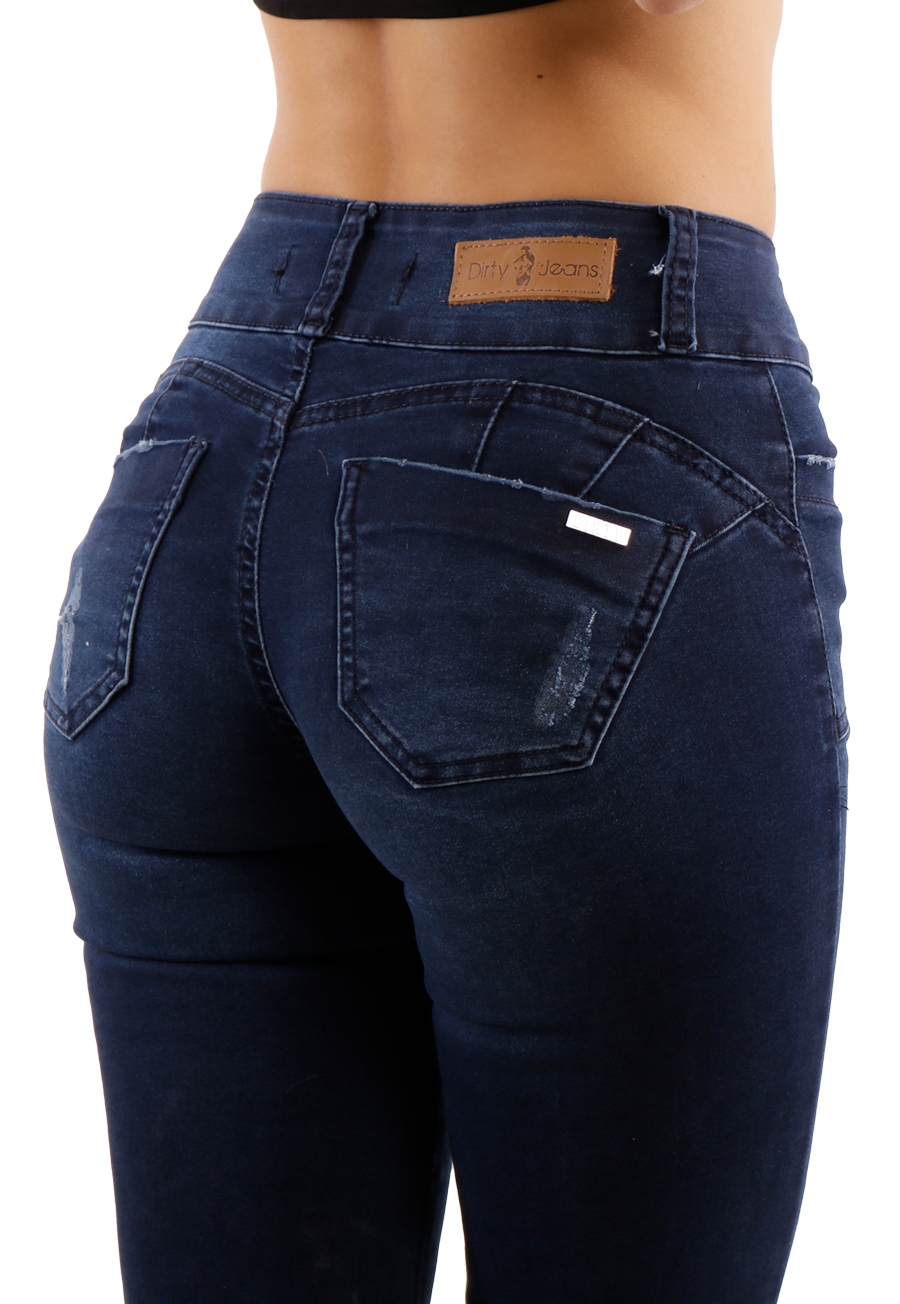 Jeans Flare de dos botones Azul Mujer Dirty-3