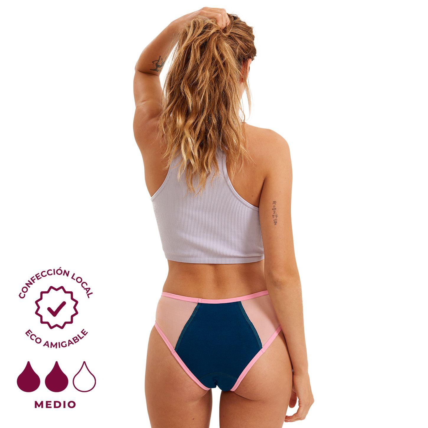 Calzón Menstrual Bikini Tiro Medio Flujo Medio Color Azul-2
