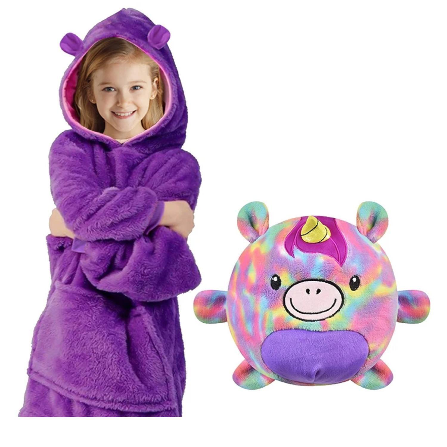 Polerón Peluche Capucha LILA Niños Talla Única Unisex-0
