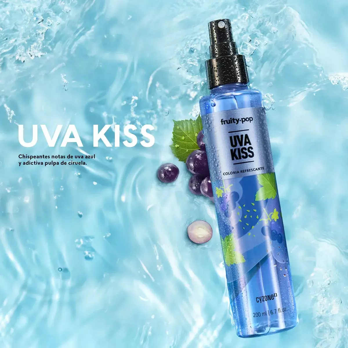 Colonia Uva Kiss Mujer Spray 200 Ml Refrescante-2