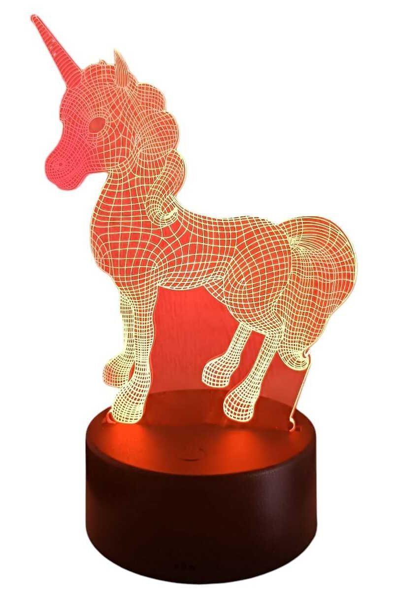 Lámpara Ilusión 3D Unicornio Mágico 7 Colores-3