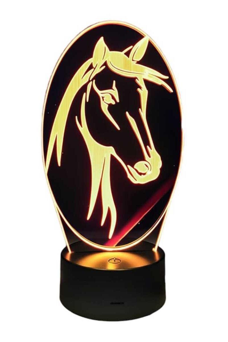 Lámpara Ilusión 3D Cara de Caballo 7 Colores-2