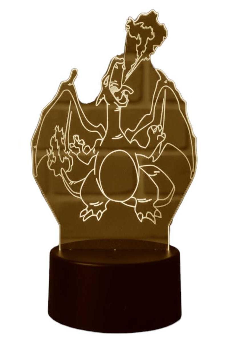 Lámpara Ilusión 3D Charizard Llamas 7 Colores-2