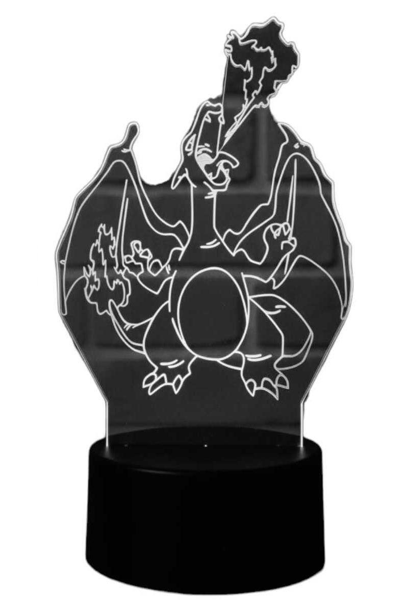 Lámpara Ilusión 3D Charizard Llamas 7 Colores-3