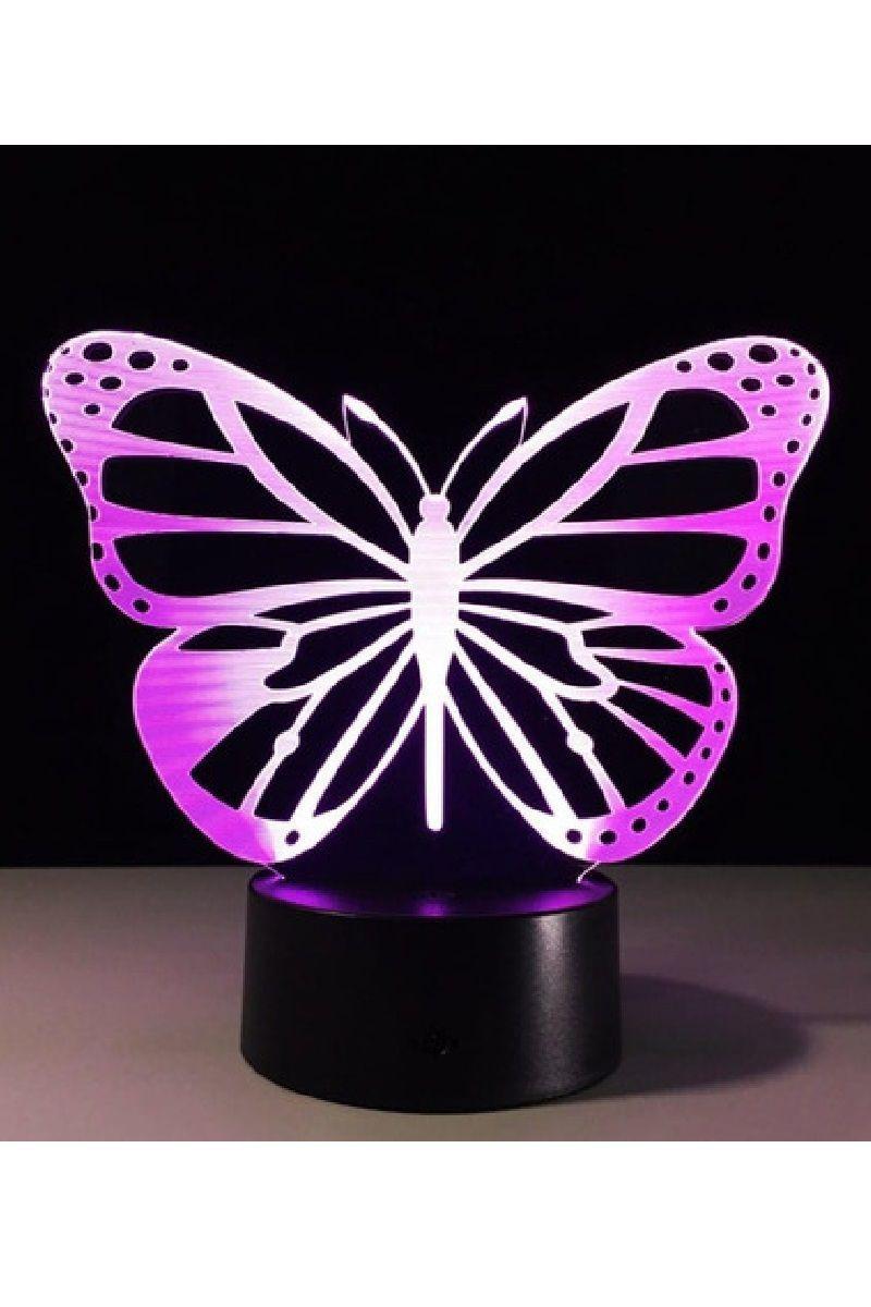 Lámpara Ilusión 3D Mariposa 7 Colores-2