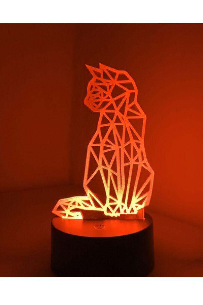 Lámpara Ilusión 3D Gato 7 Colores-2