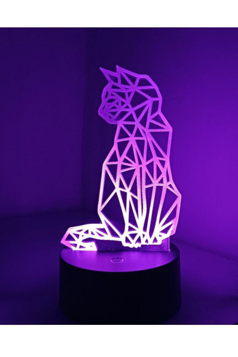 Lámpara Ilusión 3D Gato 7 Colores-3