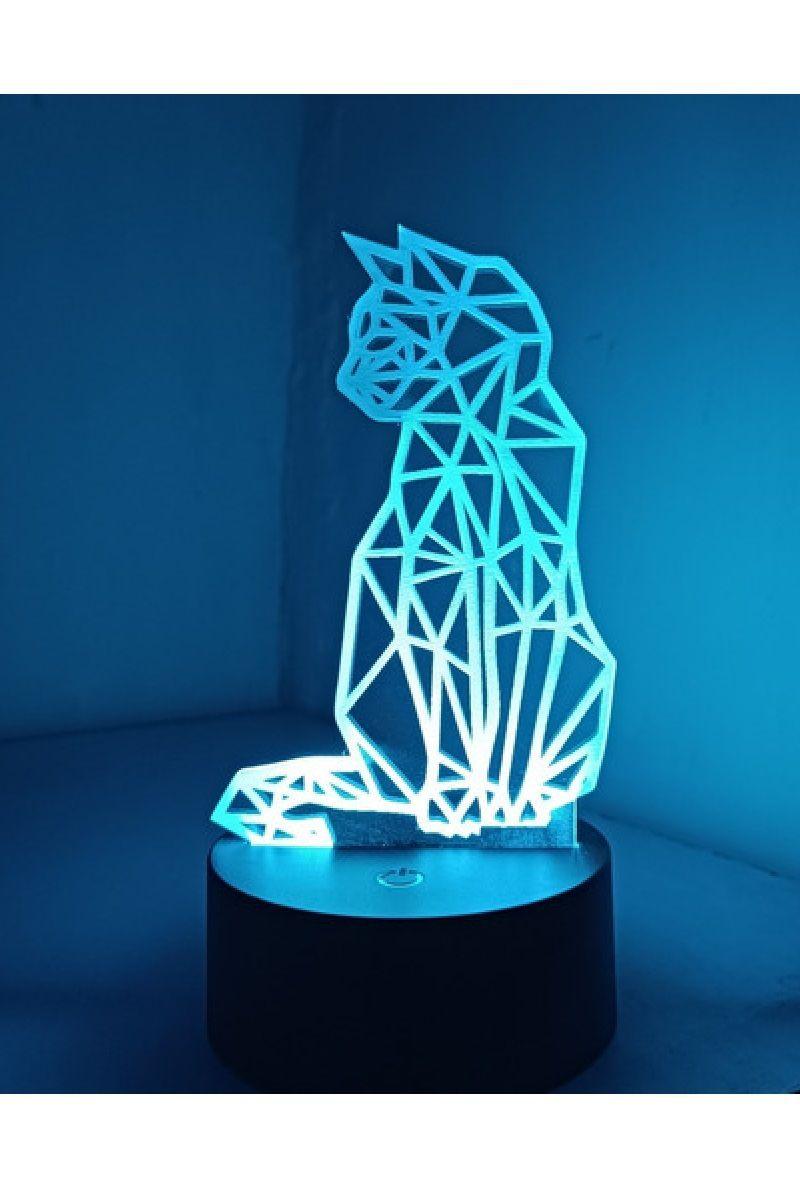 Lámpara Ilusión 3D Gato 7 Colores-4