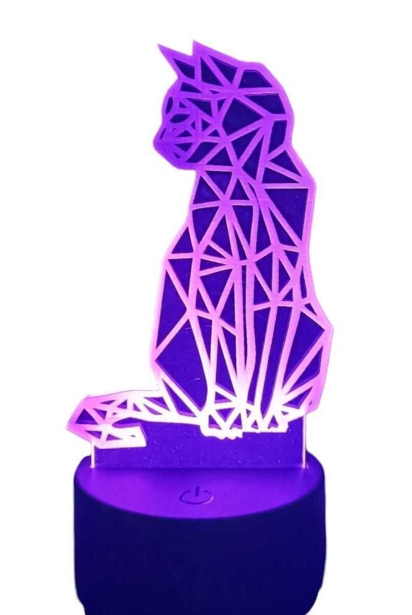 Lámpara Ilusión 3D Gato 7 Colores-2
