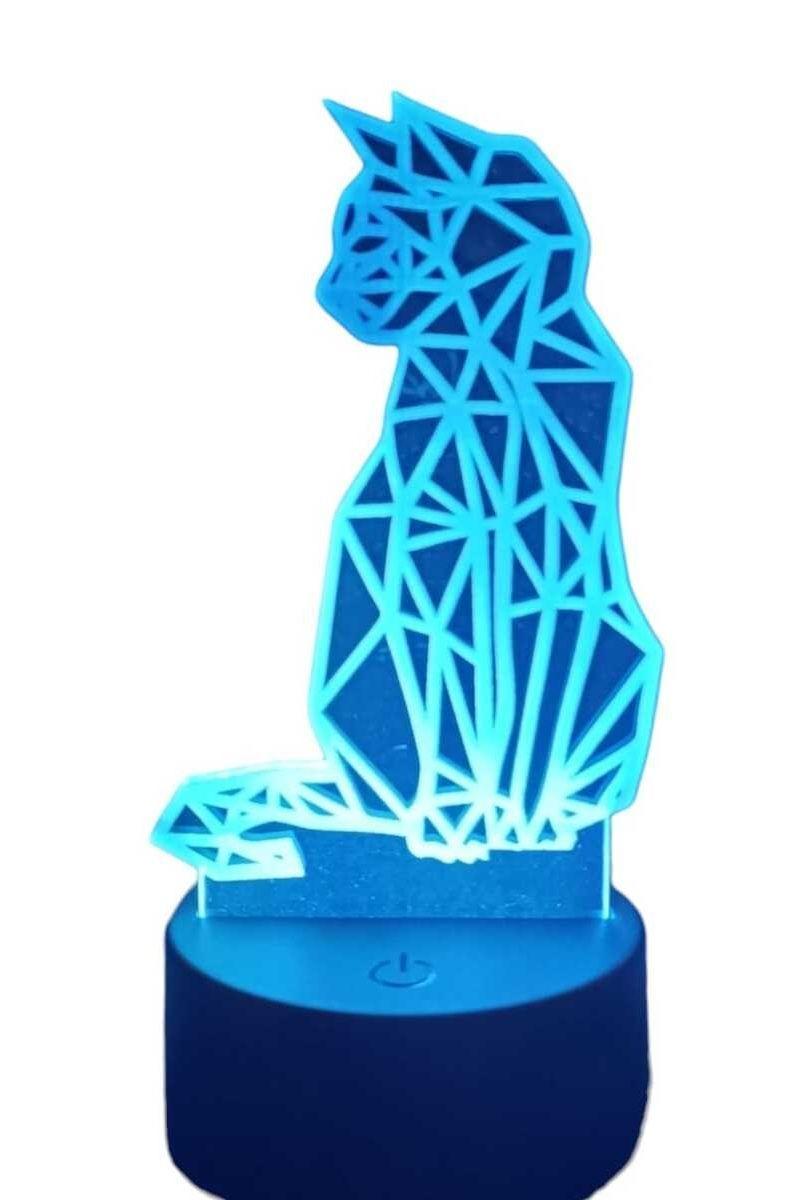 Lámpara Ilusión 3D Gato 7 Colores-3