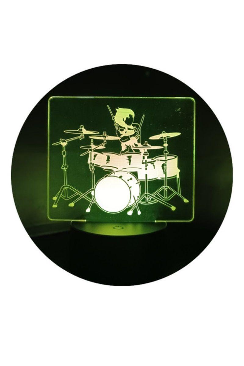 Lámpara Ilusión 3D Baterista 7 Colores-1