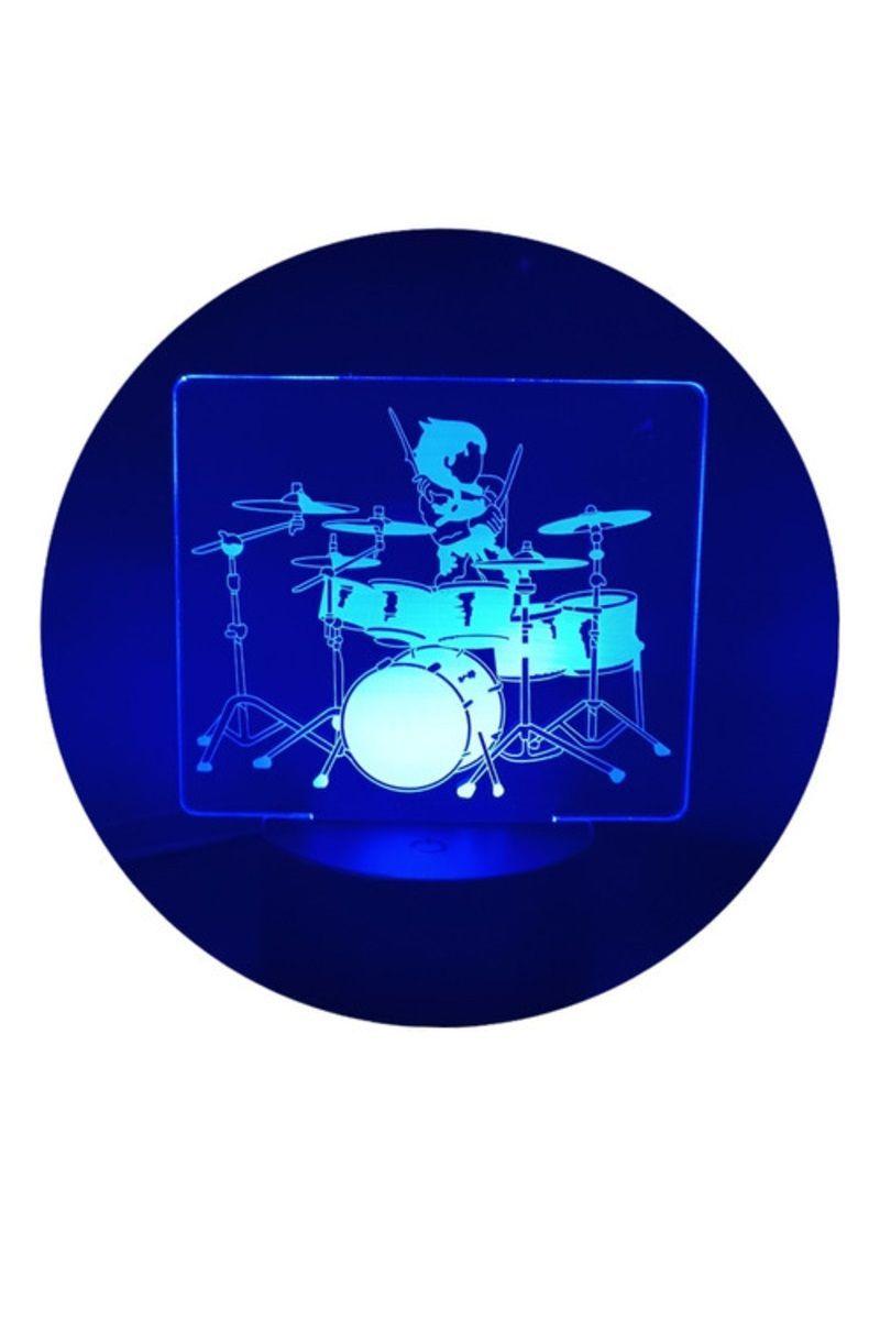 Lámpara Ilusión 3D Baterista 7 Colores-2