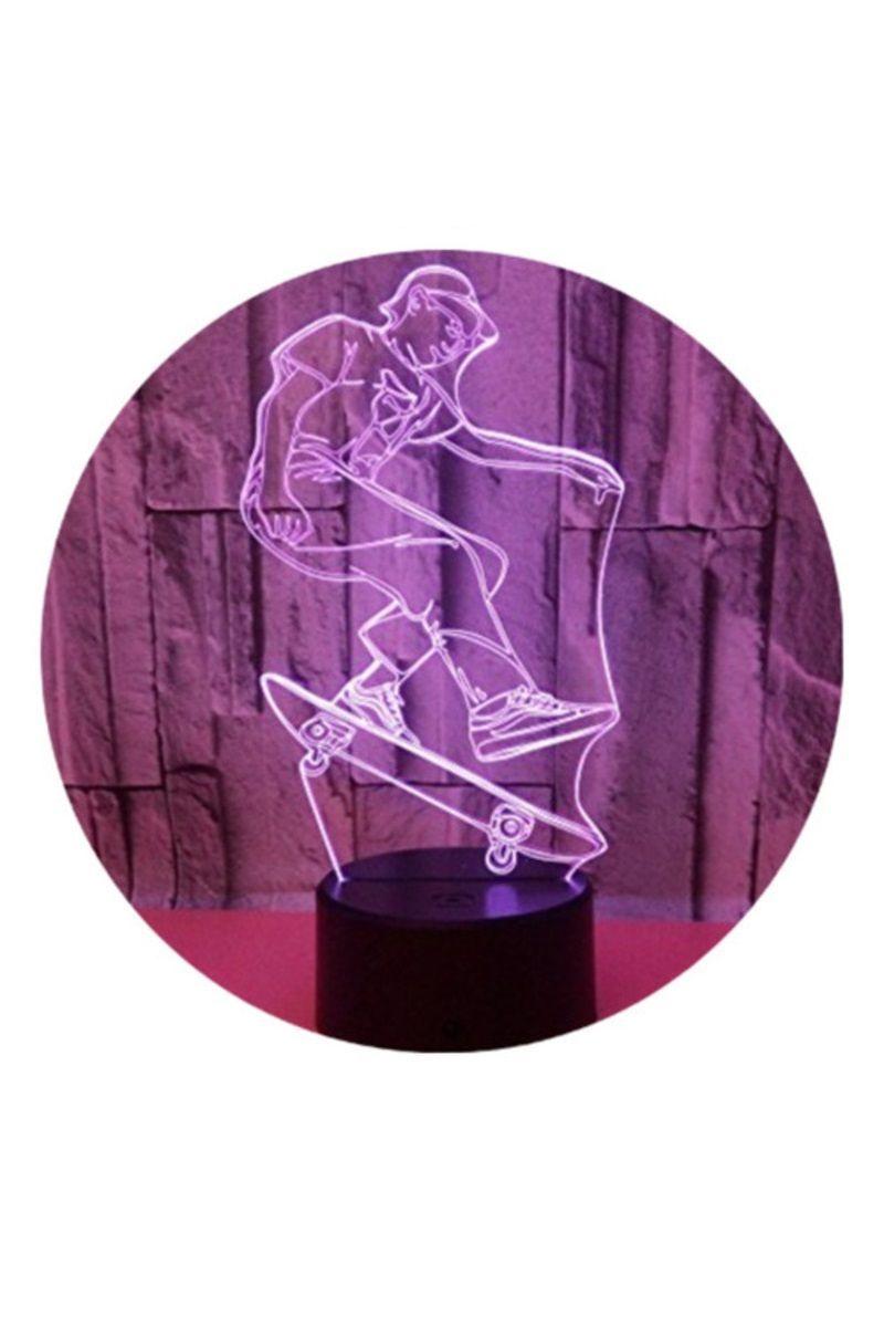 Lámpara Ilusión 3D Niño Skate 7 Colores-2