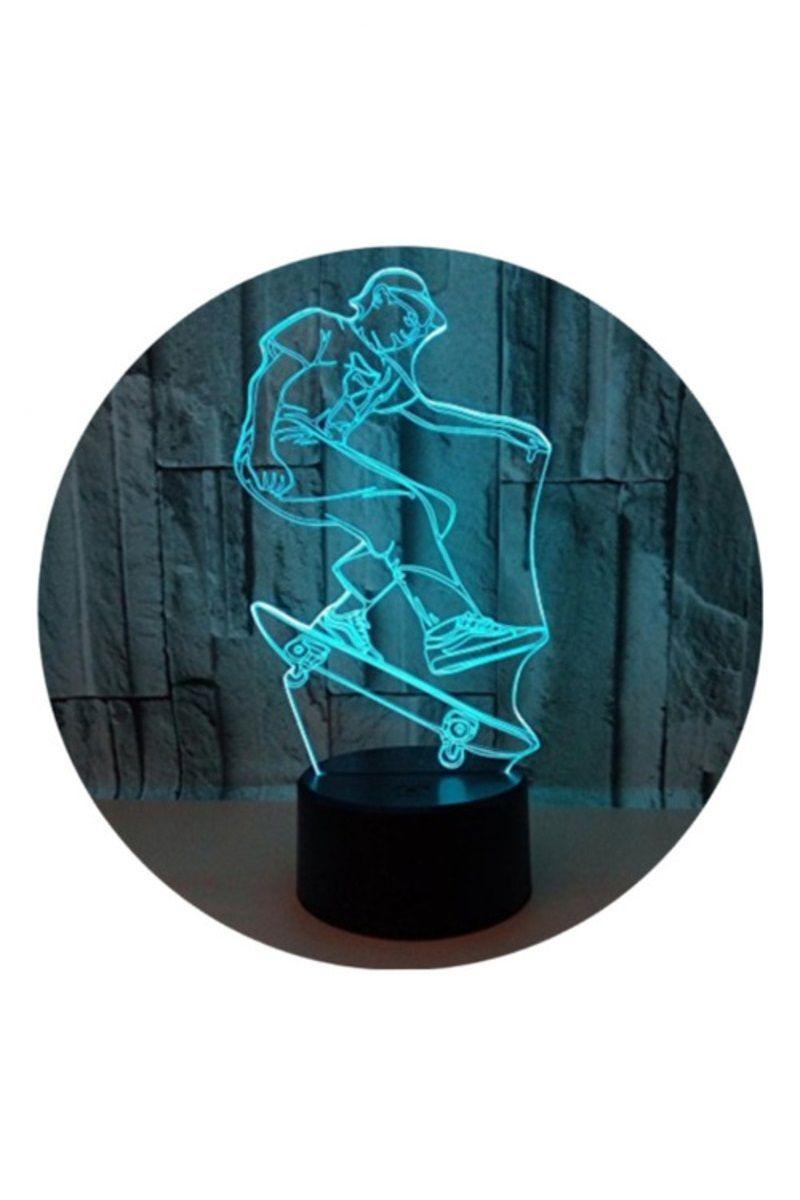 Lámpara Ilusión 3D Niño Skate 7 Colores-3