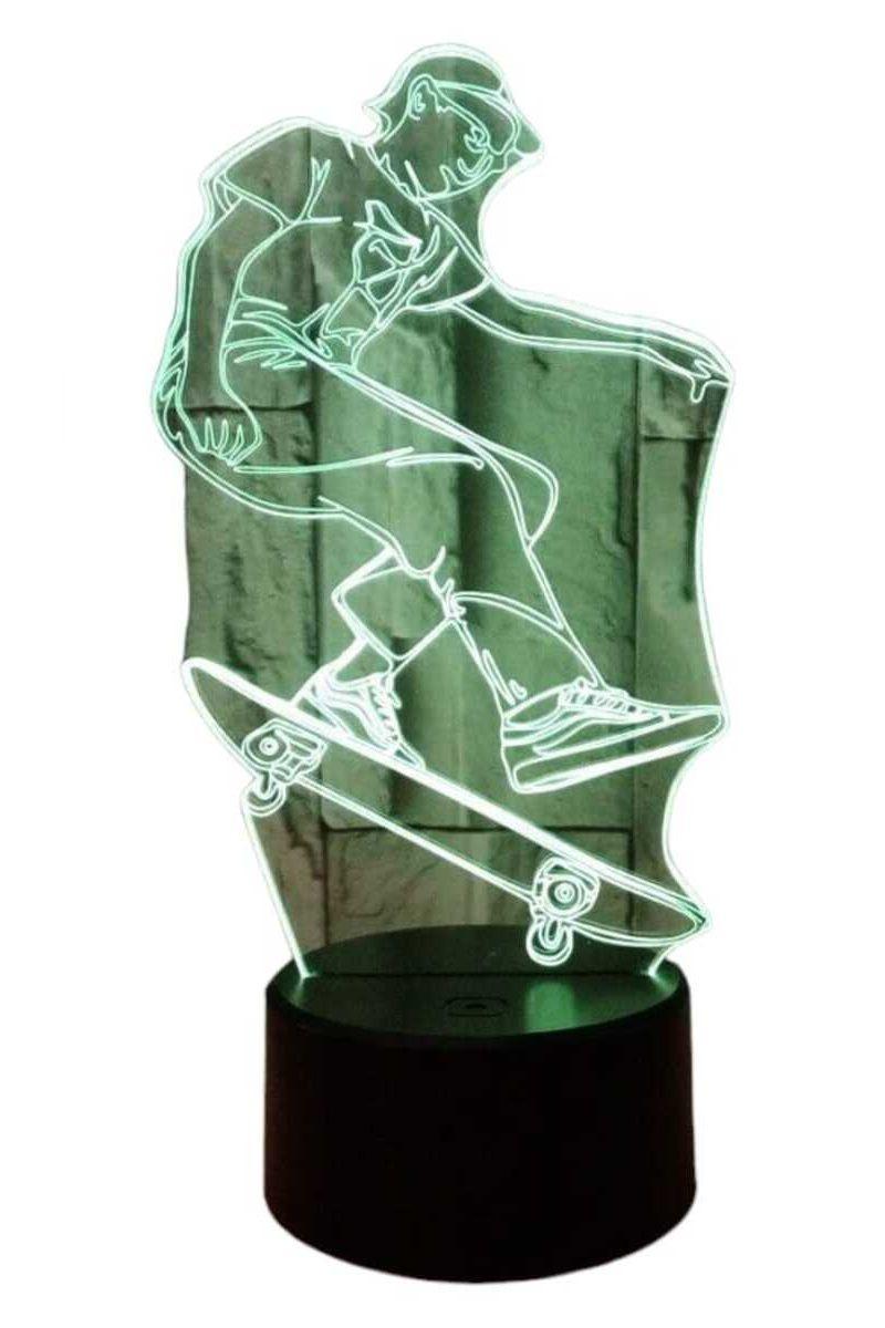 Lámpara Ilusión 3D Niño Skate 7 Colores-2