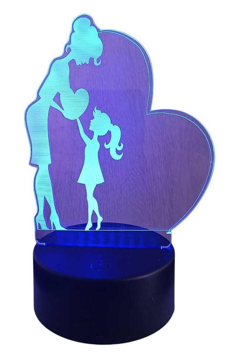 Lámpara Ilusión 3D Madre e Hija 7 Colores-2