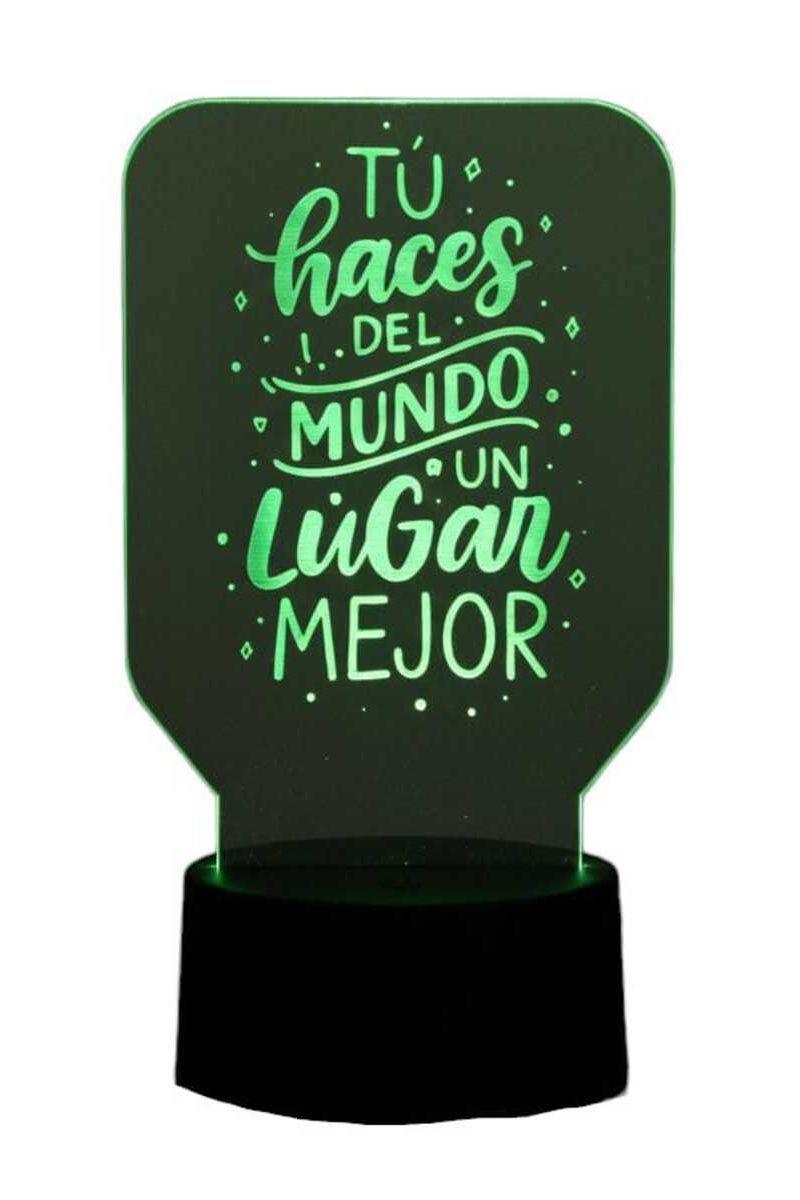 Lámpara Ilusión 3D Frase: Tu haces del mundo... 7 Colores-2