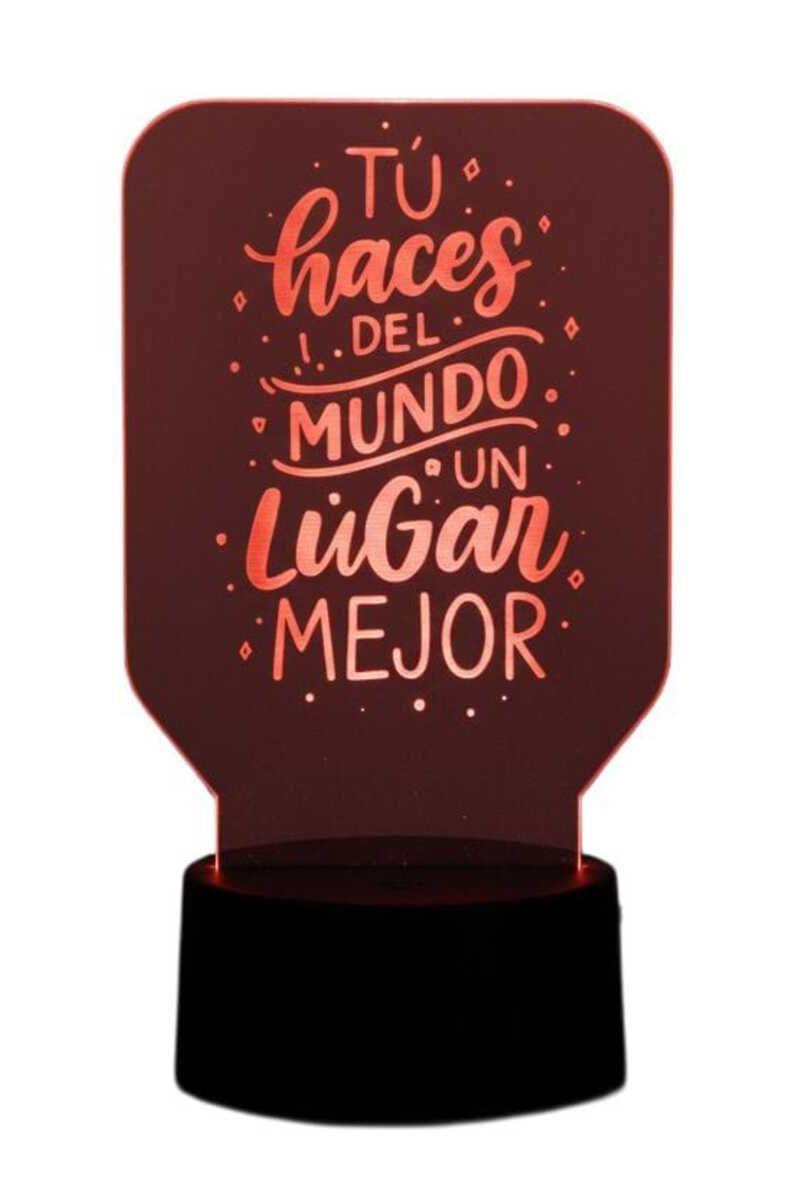 Lámpara Ilusión 3D Frase: Tu haces del mundo... 7 Colores-3