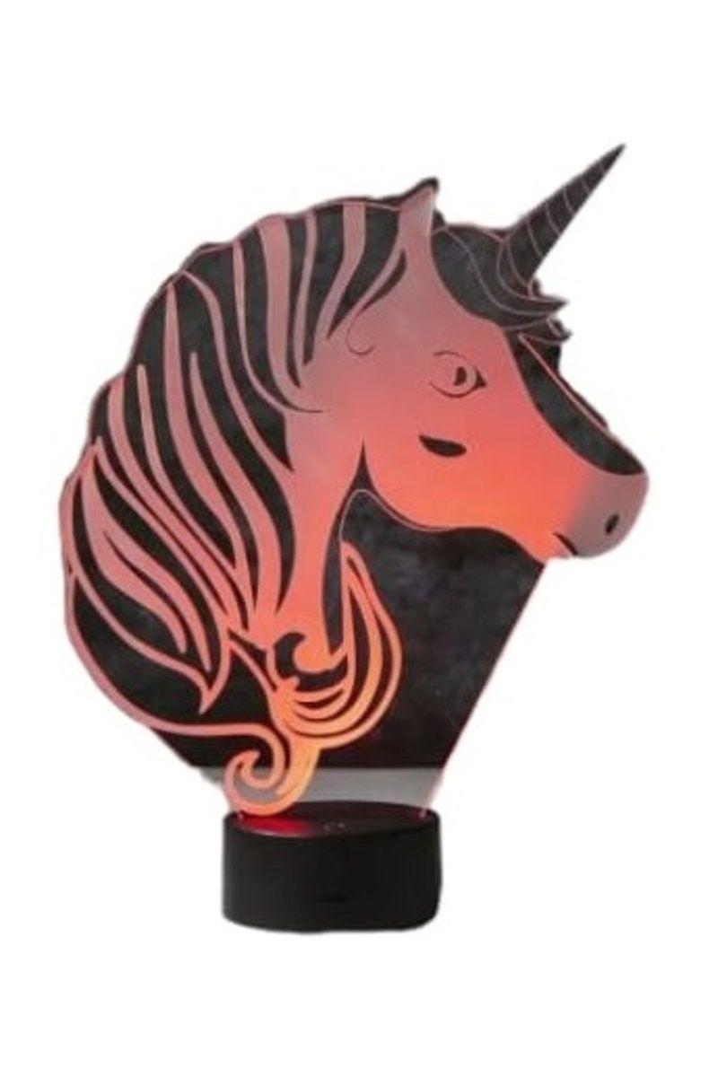 Lámpara Ilusión 3D Cara de Unicornio 7 Colores-2