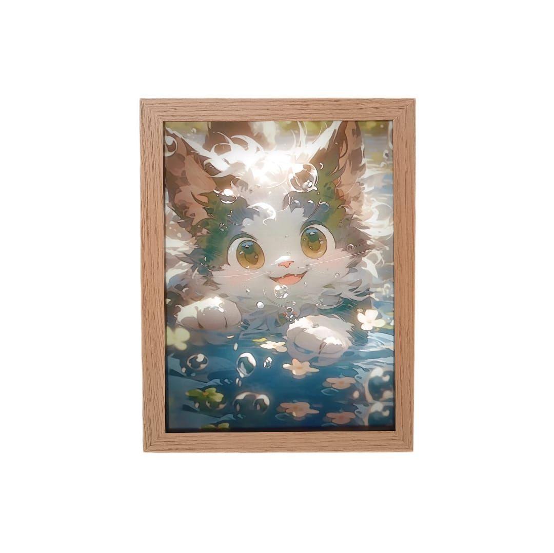 Cuadro Led de Gato Sonriendo 23x18cm-0