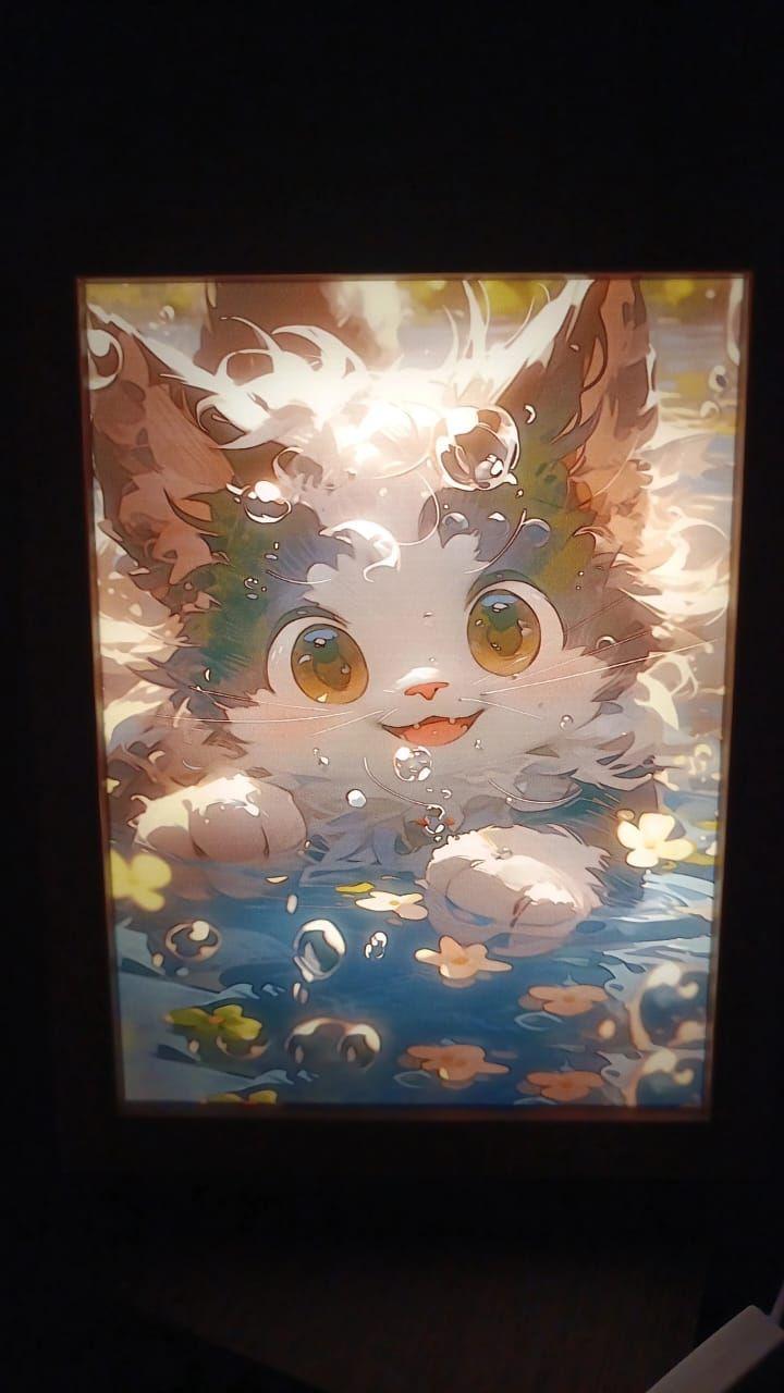 Cuadro Led de Gato Sonriendo 23x18cm-3