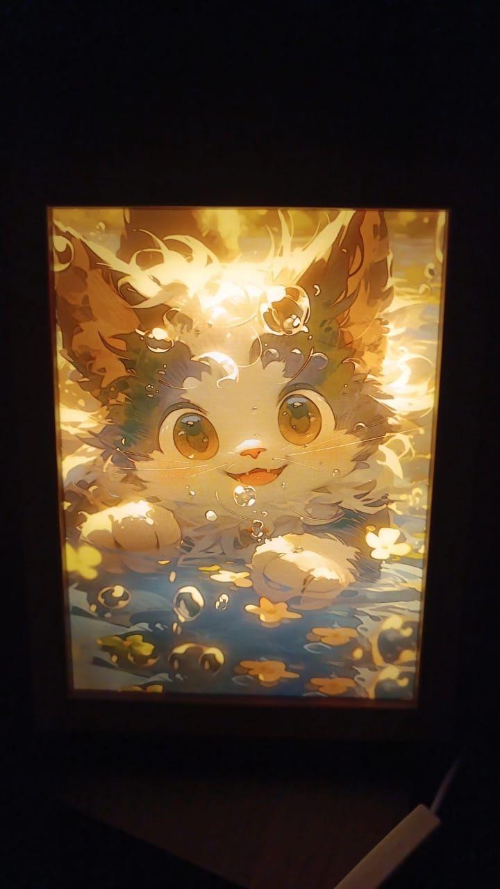 Cuadro Led de Gato Sonriendo 23x18cm-4