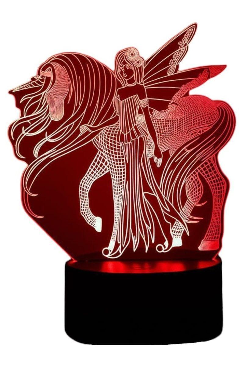 Lámpara ilusión 3D Unicornio y Hada 7 Colores-2