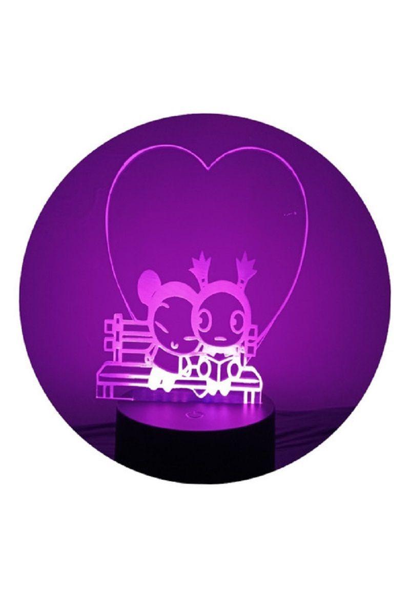 Lámpara Ilusión 3D Pucca y Garu 7 Colores-2