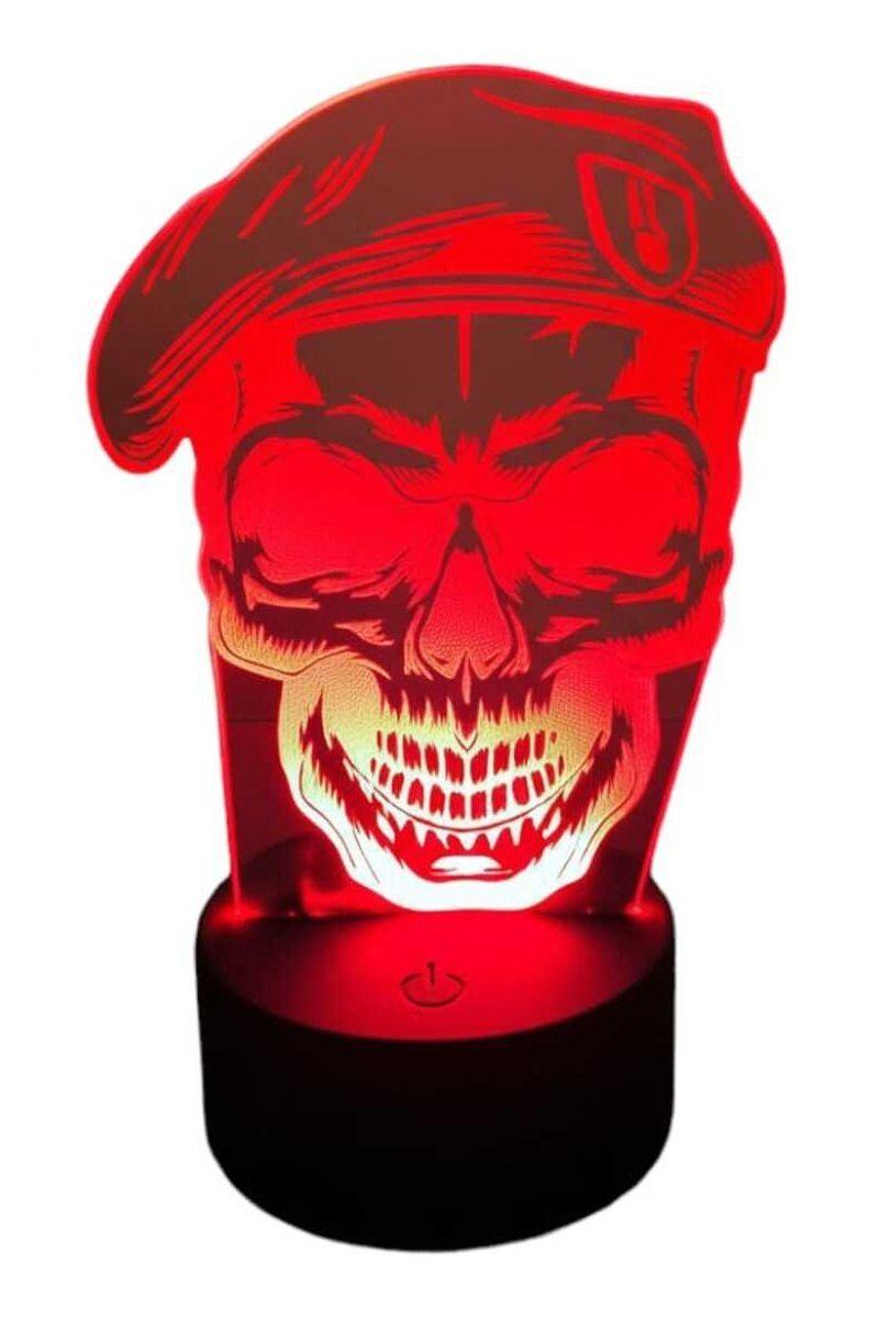 Lámpara Ilusión 3D Cráneo de Soldado 7 Colores-2