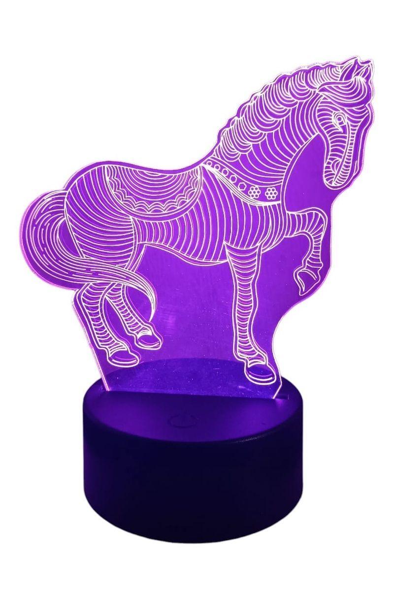 Lámpara Ilusión 3D Corcel 7 Colores-2