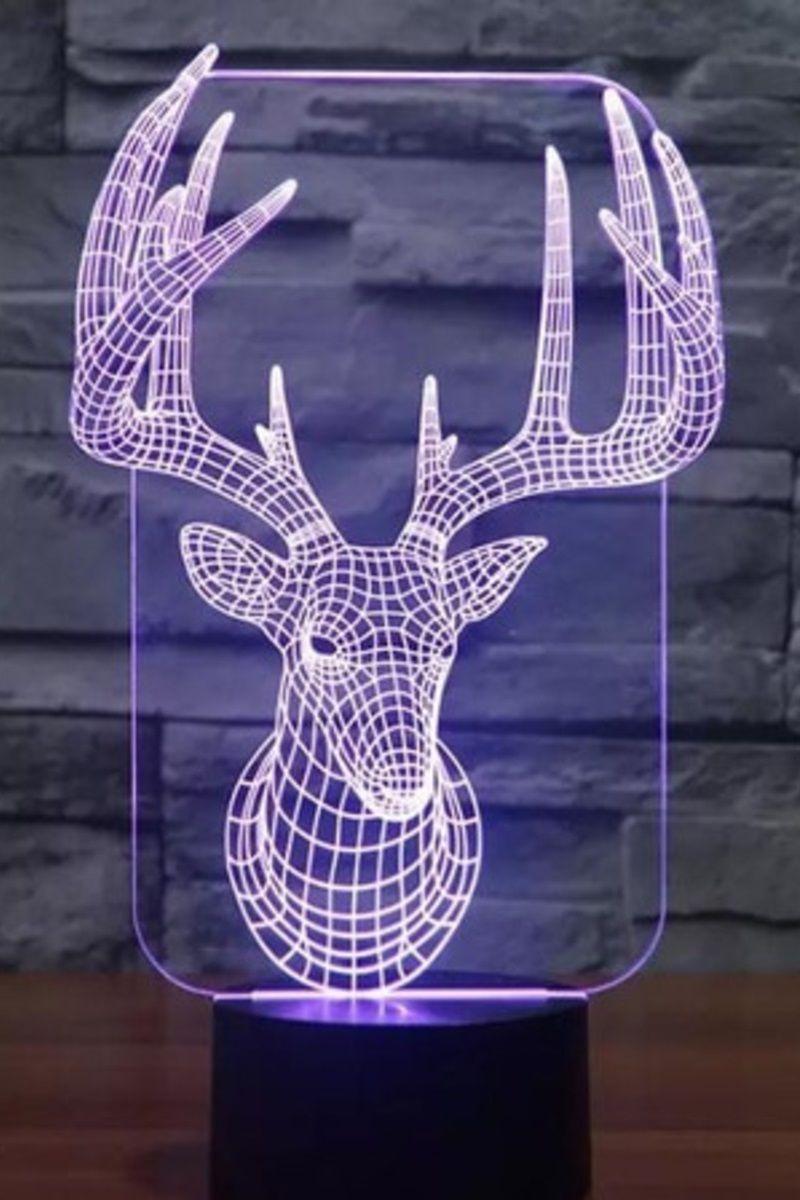Lámpara Ilusión 3D Ciervo 7 Colores-2